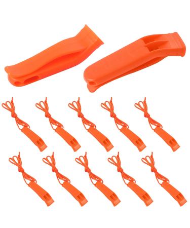 AUGSUN 10 Pcs Safety Whistle Marine Whistle Plastic Whistles with Lanyard for Emergency Orange