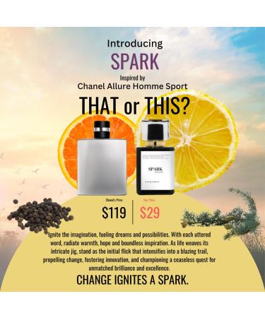 SPARK | Inspired by CHNL ALLURE HOMME SPORT | Pheromone Perfume for Men | Extrait De Parfum | Long Lasting Dupe Clone Essential Oils Fragrance | Perfume De Hombre | (50 ml / 1.7 Fl Oz) 1.7 Fl Oz (Pack of 1) - Buy Online on GoSupps.com