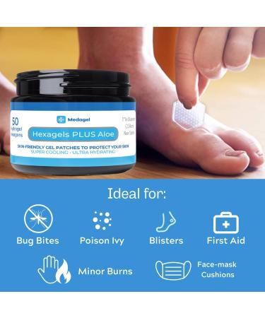 Hexagels Plus Aloe Vera - Hydrogel Pads for Blister Prevention | Instant Cooling & Soothing Relief | 50ct Original Formula - Buy Online on GoSupps.com