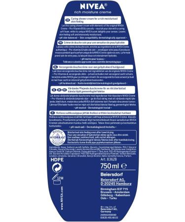NIVEA Shower Care Nourishing Cream (2 x 500 ml) Body cleansing shower cream with the unique scent of NIVEA cream Moisturizing and nourishing care for very dry skin - Buy Online on GoSupps.com