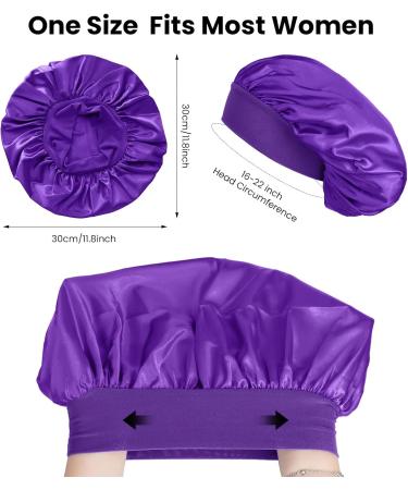Silk Hair Wrap for Sleeping - Satin Bonnet Sleep Cap for Curly Hair | Soft Satin Head Cover for Women Girls | Purple Silk Bonnet for Makeup and Hair Protection - Buy Online on GoSupps.com