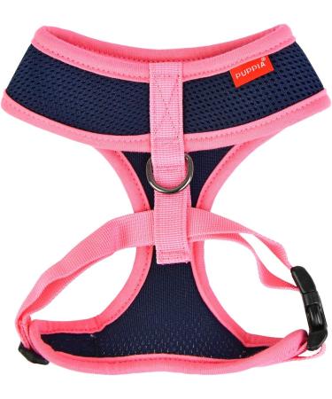 Puppia Soft Harness II - Comfortable Adjustable Dog Harness for Small & Medium Dogs - Navy Blue S - Buy Online on GoSupps.com