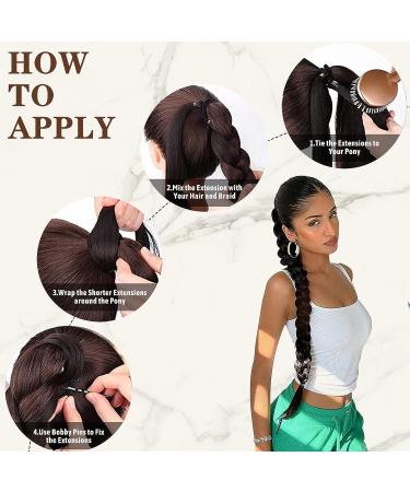 FENTISAR 34 Inch Blonde DIY Braided Ponytail Extension | Straight Wrap Around Synthetic Hair Piece for Women - Buy Online on GoSupps.com