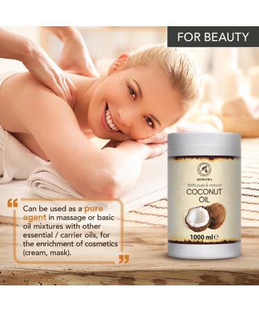 Coconut Oil 1000ml - Indonesia - Cocos Nucifera Oil - 100% Pure & Natural Cold Pressed - Unrefined Coconut Oil - Best Benefits for Skin - Hair - Face - Body Care - Unrefined Coconut Oils - Buy Online on GoSupps.com