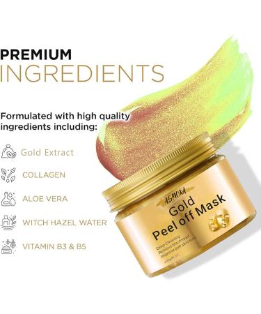 Peel Off Face Masks Blackhead Remover Gold Face Masks Skincare Pore Strips Deep Clean Purify Pore Reduce Acne Anti Aging Even Out Skin Tone Women And Mens Skin Care-120g - Buy Online on GoSupps.com