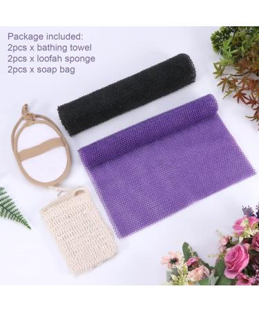 African Net Sponge Bath Set - 2 Piece Spa Body Shower Loofah Sponge for Exfoliating Daily Back Body Scrub - Buy Online on GoSupps.com