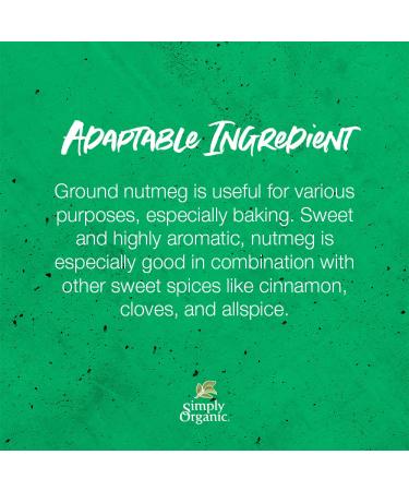 Simply Organic Ground Nutmeg 2.3 oz - Certified Organic Myristica fragrans Houtt - Buy Online on GoSupps.com