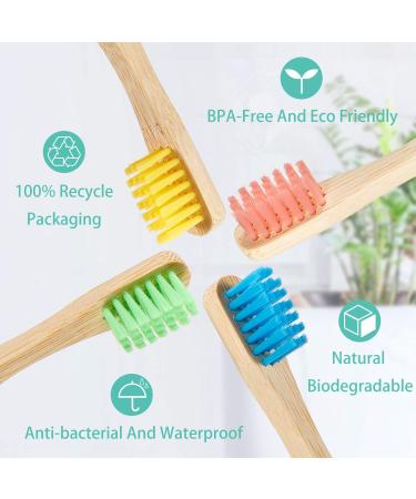 10-Pack Kids Bamboo Toothbrush Set with Soft Bristles - Natural Wood, Organic, BPA-Free - Ideal for Toddlers, Adults, Travel - Colorful Options Included - Buy Online on GoSupps.com