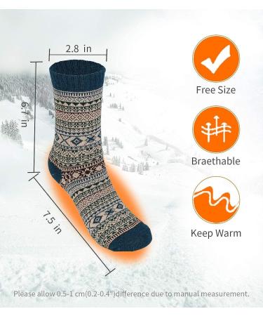 ADFOLF Men's Thick Winter Wool Crew Socks - Warm Thermal Striped Design (Color_5) - Buy Online on GoSupps.com