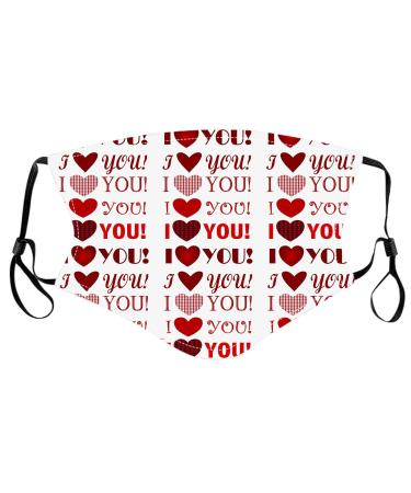 ZQP Christmas Valentine's Day Face_Masks for Adult Resuable Washable Printed Couples Face Bandanas Bride Groom Fashion Letter Design Novelty Face_Cover for Adult Women Men