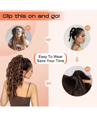 PORSMEER Ponytail Extension Claw Clip Ponytail Hair Extensions Dark Brown Natural Looking Long Curly Wavy Multi Layered Fluffy Synthetic Hairpiece for Women Daily Wear or Party 18inch - Buy Online on GoSupps.com