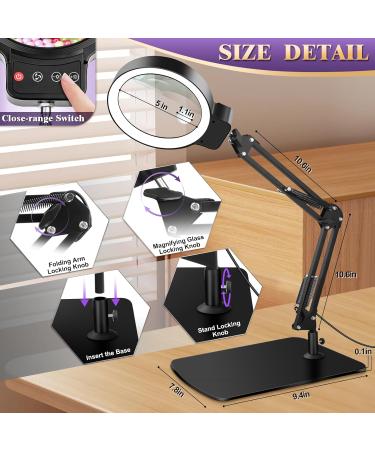 HQGZQL 10X 30X Large Magnifying Glass with Light and Stand 5-inch Lighted Magnifier 72 LED 3 Color Modes Stepless Dimmable Reading Craft Hobby Close Work Reading - Buy Online on GoSupps.com