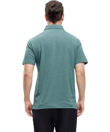 VEBOON Men's Short Sleeve Polo Shirt - Pine Green Heather, Large - Buy Online on GoSupps.com