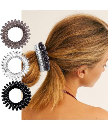 Tadipri Telephone Cable Hair Scrunchie Elastic Hair Band 9 Pieces 3 Colours Spiral Telephone Cable Large Anti Split Ends Braid Elastic Fitness Hair Band Spiral Small for Girls and Women - Buy Online on GoSupps.com