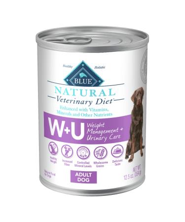 Blue Buffalo Natural Veterinary Diet W+U Weight Management + Urinary Care Dry Dog Food and Wet Dog Food, Chicken Wet Dog Food 12.5 Ounce (Pack of 12)