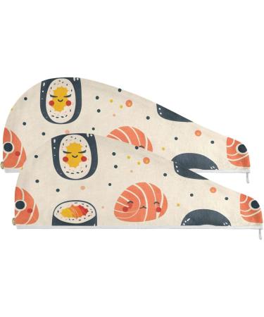 Sushi Dots Hair Towel 2 Pack | Super Absorbent Quick Dry Hair Turbans for Women & Girls - Buy Online on GoSupps.com