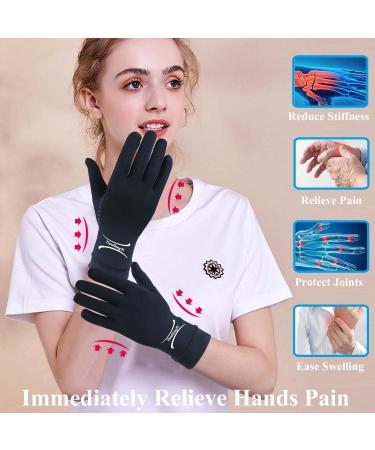 Shop 2 Pairs Small Black Copper Arthritis Gloves - Full Finger Compression for Hand Pain Relief Carpal Tunnel Support & Crocheting | Touch Screen Compatible - Buy Online on GoSupps.com