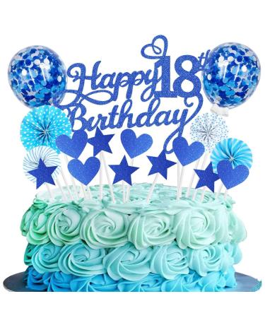 Cake Decoration 18th Birthday Navy Blue Girl Boy 18 Years Birthday Cake Decoration Happy Birthday 18th Glitter Cake Topper 18th Cake Decoration Birthday Happy 18th Birthday Cake Decoration 18th Deep Blue18