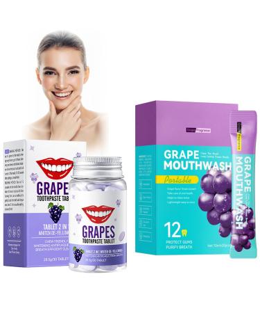30 PCs toothpaste tablets 20 PCs mouthwash solid toothpaste chewable toothpaste natural tooth whereabouts toothpaste fruity mouthwash clean teeth and fresh breath (grape+grape)