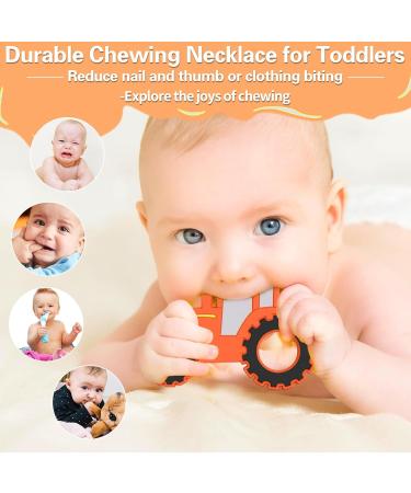 Colon Chain for Children - 6 Silicone Sensory Chewing Necklaces | ADHD & Autism Toys - Orange Bite Rings for Teething & Biting - Buy Online on GoSupps.com