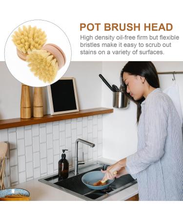 Solustre 2-Pack Sisal Cleaning Spot Brush Head - Wooden Kitchen Scrubber Replacement for Dishware & Pots - Buy Online on GoSupps.com
