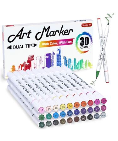 Permanent Markers, 24 Colors Fine Point Assorted Colors Permanent Marker  Set, Works on Plastic,Wood,Stone,Metal and Glass for Doodling, Coloring,  Marking by Shuttle Art