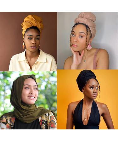 6-Piece Stretch Head Wrap Hair Scarf Set for Black Women - Soft, Breathable Turban Knit Headwraps in Solid Colors - Buy Online on GoSupps.com