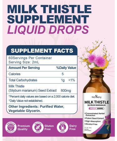 NaSeny Milk Thistle Supplement Silymarin Milk Thistle Extract for Liver Support Cleanse Detox Antioxidant Support Daily Liver Supplement Vegan & Non-GMO 4 FL OZ - Buy Online on GoSupps.com