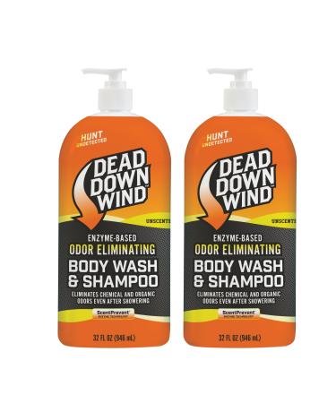 DEAD DOWN WIND Body & Hair Soap Pump Top | 32 oz Bottle | 2 Pack (64 oz.) | Unscented | Sensitive Skin Body Wash & Body Soap Hunting Accessories
