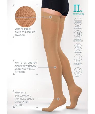 Tonus Elast Compression Stockings 23-32 mmHG for Men & Women - Medical Grade II Closed Toe Silicone Band XL (158-170 cm) Black - Buy Online on GoSupps.com