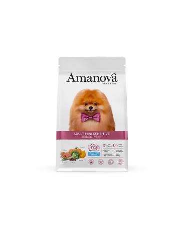 Amanova Super Premium Dry Dog Food for Small Breed Dogs with Sensitive Skin and Hair with Salmon Flavor - 100% Natural, Hypoallergenic and Monoprotein - Grain Free - Cruelty Free (2 Kg)