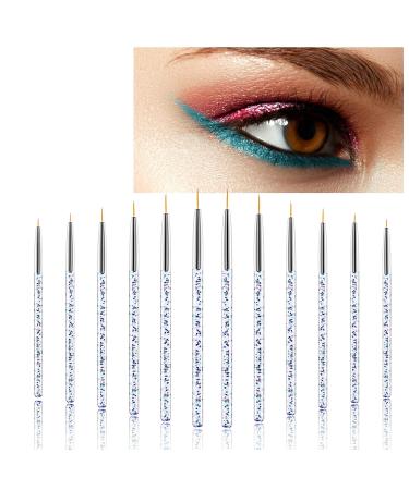 SIBBA 12-Part Eyeliner Brush Set - Fine Pointed Applicator & Angled Thin Brushes for Water-Activated Makeup & Nail Art (Silver) - International Shipping Available - Buy Online on GoSupps.com