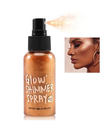 Erinde Body Glitter Spray Face Glow Illuminator Liquid Highlighter Shimmer And Sparkle Make Up Moisturizing Glow Drops Luminizer with Light Fragrance Non-Sticky Quick Dry #GT-04 Bronzer 76ml 1 ml (Pack of 1)