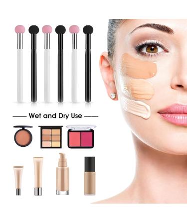 6-Piece Sponge Makeup Applicator Set - Washable Powder Puff & Brush for Flawless Foundation Concealer & Eyeshadow - Pink & Black - Buy Online on GoSupps.com