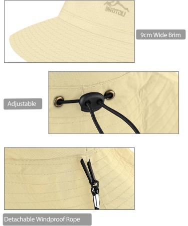 Brotou Sonnenhut - UV Protection UPF 50+ Foldable Safari Hat for Men & Women | Waterproof Hiking & Outdoor Summer Hat - M-XL Khaki - Buy Online on GoSupps.com