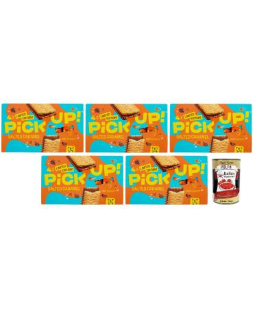 Italian Gourmet E.R. Pick Up 5 Milk Chocolate Bars with Salted Caramel Filling in a Double Biscuit 128g Pack Each Pack Contains 4 x 28g Cookies + Polpa di Pomodoro Italian Gourmet