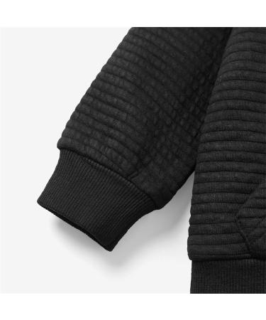 PatPat Toddler Hoodie - Solid Color Textured Hooded Sweatshirt with Pocket, 1-2 Years, Black - Buy Online on GoSupps.com