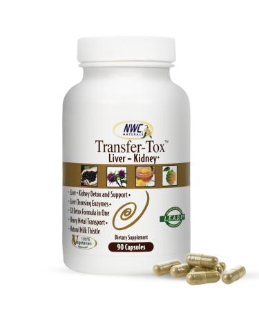 NWC Naturals Transfer-Tox, Liver & Kidney Detox and Support, Milk Thistle Detox Cleanse, Liver Support Supplement for Vital Health & Kidney Function, for Men & Women, Vegetarian Approved, 90 Capsules