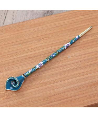 Buy Chinese Rhinestone Hair Stick | Peacock Blue Hairpin & Chopstick for Elegant Chignons | International Shipping Available - Buy Online on GoSupps.com