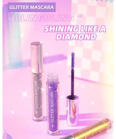 Glitter Diamond Mascara 2 Colors Silver Gold Colored Shimmer Mascara Long Lasting Waterproof Smudge-proof Sparkly Mascara Voluminous & Thickening Eyelashes Makeup for Women Party Stage Use-01+02 - Buy Online on GoSupps.com