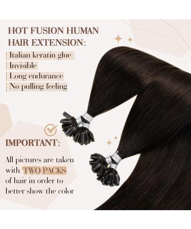 Hetto Real Hair Extensions - Darkest Brown #2 18 Inches 50g Smooth Bonding - International Shipping - Buy Online on GoSupps.com