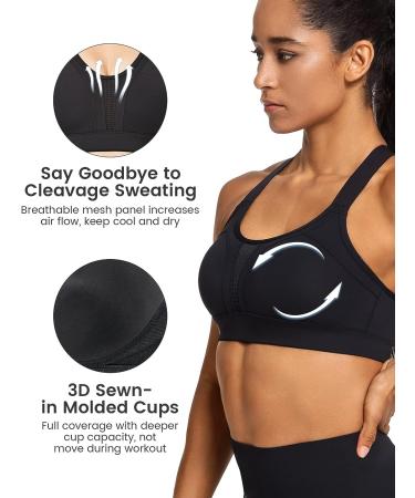 Yvette High Impact Adjustable Criss Cross Back Sports Bra for Large Bust - No Bounce Black - Buy Online on GoSupps.com