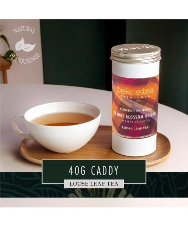 PekoeTea Edinburgh Orange Blossom Oolong Tea - Taiwanese Luxury Blend for Hot and Iced Tea - 50g Caddy in Loose Leaf or Teabags - Buy Online on GoSupps.com