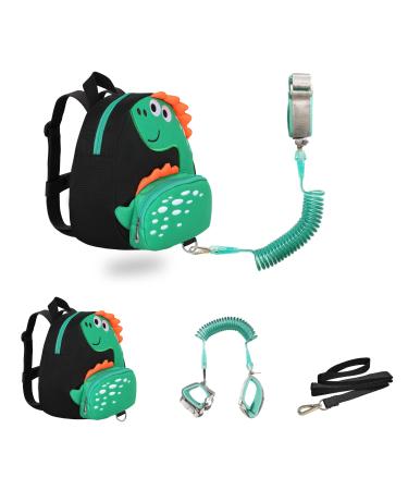 JIANBAO Dinosaur Toddler Backpacks with Leashes Anti Lost Wrist Link for 1.5 to 3 Years Kids Girls Boys Safety (Dinosaur, Black)