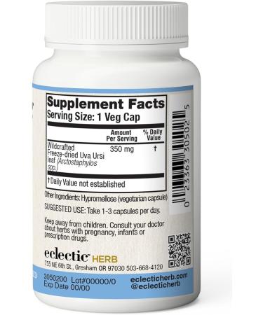 Eclectic Institute Uva Ursi 350mg - 90 Non-GMO Veg Caps | Raw Fresh Freeze-Dried Herbal Supplement - Buy Online on GoSupps.com