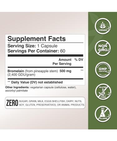 Gade Nutrition Bromelain Supplement in Capsules | Bromelain 2,400 GDU/g - 500mg per Capsule - Digestive Enzymes & Joint Support Supplement Proteolytic Enzymes for Digestion Fresh Pineapple Source - Buy Online on GoSupps.com