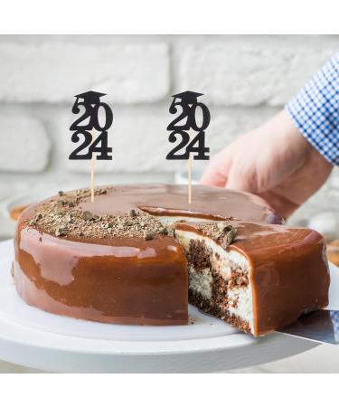 Kichvoe 2024 Graduation Theme Cupcake Toppers 18pcs Black Diploma Grad Cap Cake Toppers for Graduation Party 2024 Cake Picks Grad Party Supplies Decoration - Buy Online on GoSupps.com