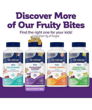 Biostime Kids Sleep Fruity Bites (Ages 4+) | Includes Probiotics| Calm magnesium gummies for kids | Melatonin Free calm gummies for Sleep aid | No added sugar | 60 Count Calm & Sleep - Buy Online on GoSupps.com