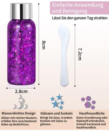 Buy Purple Glitzer Face & Body Glitter Gel - Mermaid Makeup for Festivals & Parties | Carnival Glitter for Face Hair & Lips - Buy Online on GoSupps.com