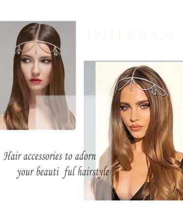Inilbran Boho Layered Head Chain Gold Cuban Chain Headpieces Headband Punk Chunk Link Chain Heairchain Vintage Hair Prom Costume Festival Hair Accessories Jewelry for Women and Girls - Buy Online on GoSupps.com